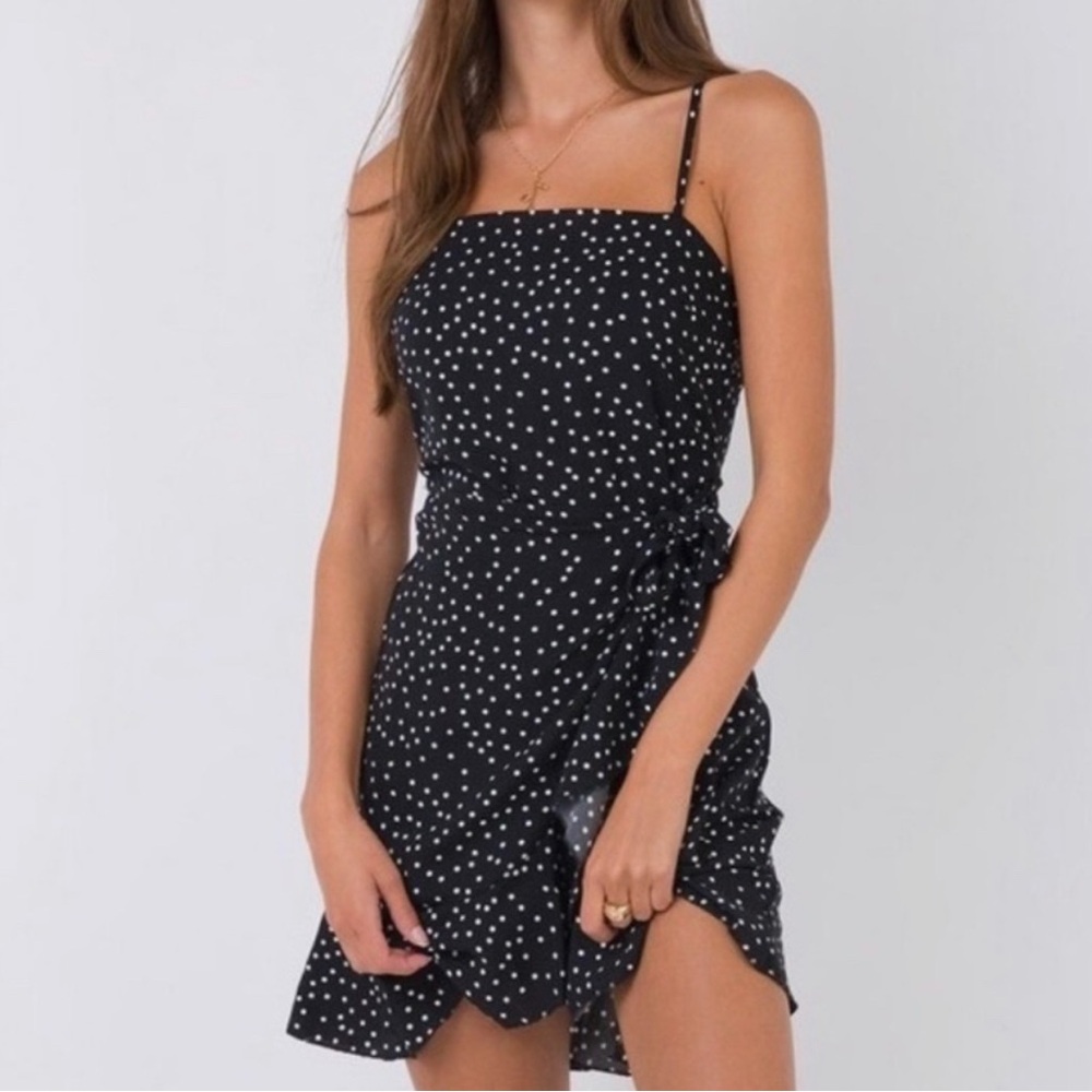 Princess Polly Caesura Black and White Polka Dot Mini Spaghetti Straps Size 4